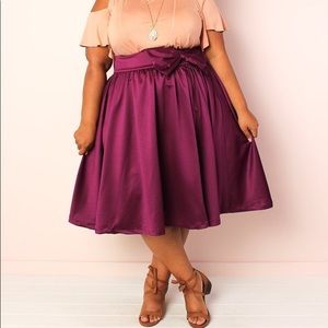 Society Plus Whimsy Bow Skirt in Grape Purple